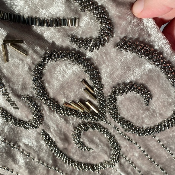 CHICO’S - jacket: velvet open silver lined l/s w designed silver beads - 1 / 12 - Picture 13 of 16